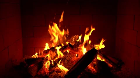 Crackling Fireplace - Fire Burning In The Fireplace Session 1 Clip 13 of 22 Stock Footage 194361230
