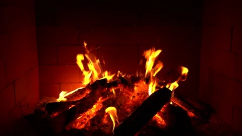 Crackling Fireplace - Fire Burning In The Fireplace Session 1 Clip 16 of 22 Stock Footage 194361862