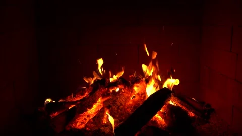 Crackling Fireplace - Fire Burning In The Fireplace Session 1 Clip 17 of 22 Stock Footage 194361922