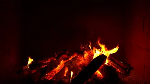 Crackling Fireplace - Fire Burning In The Fireplace Session 1 Clip 20 of 22 Stock Footage 194361996
