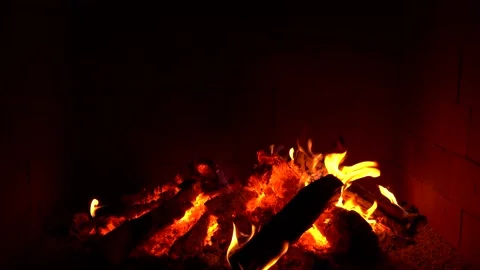 Crackling Fireplace - Fire Burning In The Fireplace Session 1 Clip 22 of 22 Stock Footage 194362239