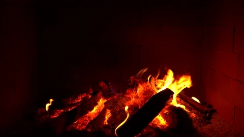 Crackling Fireplace - Fire Burning In The Fireplace Session 1 Clip 21 of 22 Stock Footage 194362306