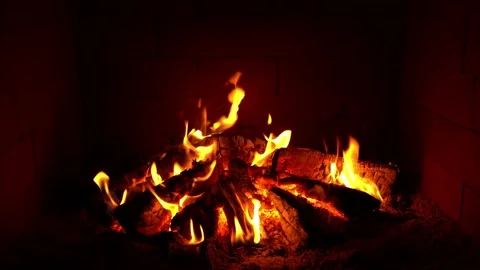 Crackling Fireplace - Fire Burning In The Fireplace Session 2 Clip 26 of 30 Stock Footage 202128045