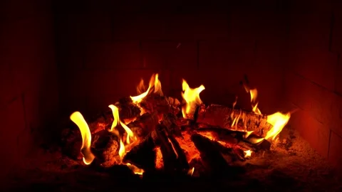 Crackling Fireplace - Fire Burning In The Fireplace Session 2 Clip 29 of 30 Stock Footage 202128065