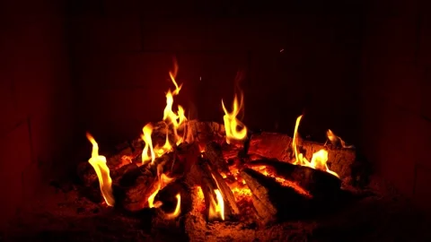 Crackling Fireplace - Fire Burning In The Fireplace Session 2 Clip 27 of 30 Stock Footage 202128256