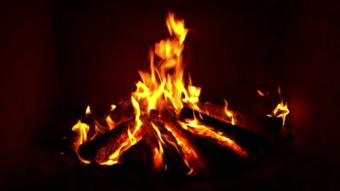 Crackling Fireplace - Fire Burning In The Fireplace - Beech Fire Burns Stock Footage 202132076