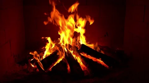 Crackling Fireplace - Fire Burning In The Fireplace - Stunning Flames Stock Footage 202133728