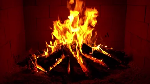 Crackling Fireplace - Fire Burning In The Fireplace Hot Fireplace Burning Stock Footage 202170999