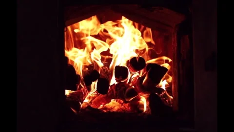 Crackling Fireplace Flames Stock Footage 310398015