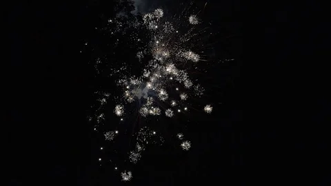 Crackling Fireworks Explode Behind A Tree In Quick Succession 库存影片 109303432