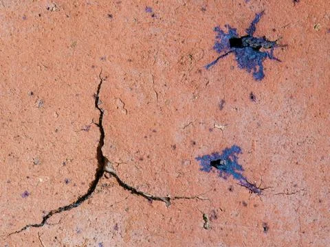Cracks and marks on rustic clay floor tiles Stock Photos