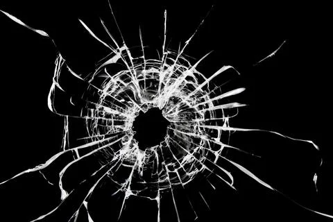Cracks on broken glass, texture on a black background. Stock Illustration
