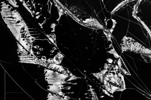 Cracks on the broken screen of a liquid crystal display, computer monitor or  Stock Photos
