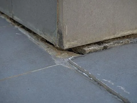 Cracks from the collapse of the floor. Stock Photos