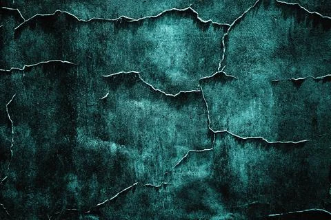 Cracks in a Decayed Dark Wall with Distressed Texture, Dark Horror Texture Foto stock