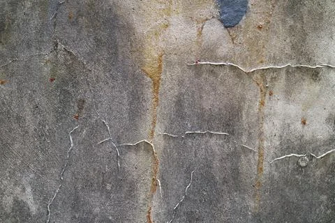 Cracks in a Decayed Dark Wall with Distressed Texture, Dark Horror Texture Foto stock