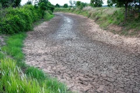 Cracks in the dry ground background Stock Photos