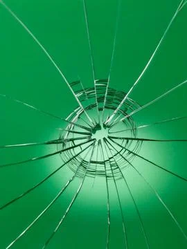 Cracks on the glass on a white background. Broken window Stock Illustration