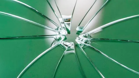 Cracks on the glass on a white background. Broken window. A hole with cracks Stock Illustration