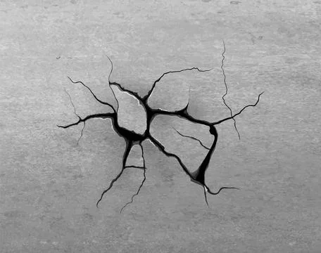 Cracks in gray concrete, realistic vector illustration. Stock Illustration