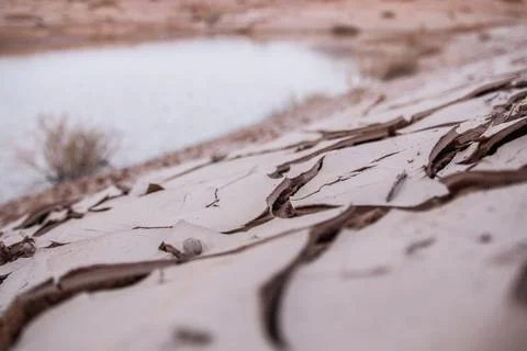 Cracks in the ground because of the valley Stock Photos