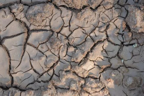 Cracks in ground, texture background, no water without rain Foto stock