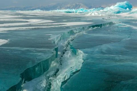 Cracks in the ice 스톡 사진