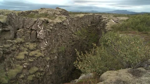 Cracks in icelandic canyon Stock Footage 2640040