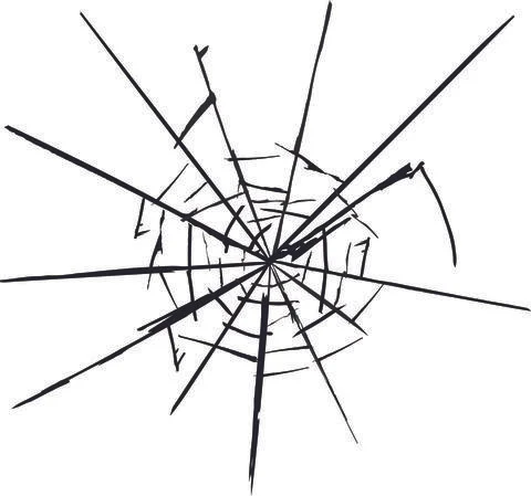 Cracks pattern on broken glass, abstraction of chips and lines from impact on Stock Illustration