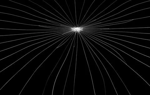 Cracks pattern on broken glass, abstraction of chips and lines from impact on Stock Photos