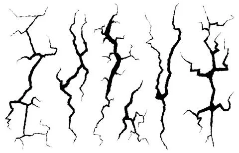 Cracks wall. Fracture structure surface, cleft broken dry lining wall or Stock Illustration