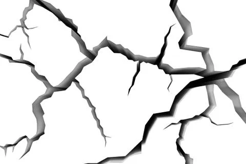Cracks in white surface of wall closeup view Stock Illustration