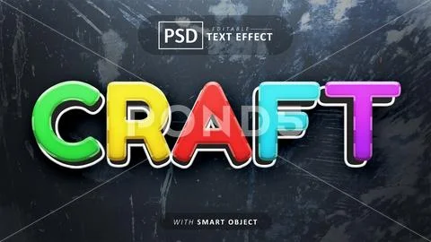 Cract 3d text effect editable PSD Template