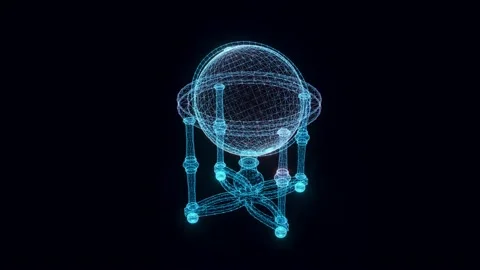 Cradle Globe hologram Rotating Stock Footage 154839725