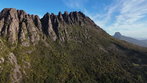 Cradle Mountain in World Heritage Area. Tasmania in Australia. Aerial drone Stock Footage 300690476