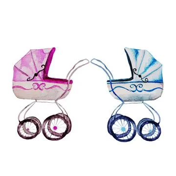 A cradle, a stroller Stock Illustration