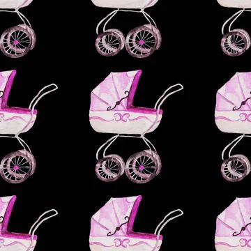 A cradle, a stroller Stock Illustration