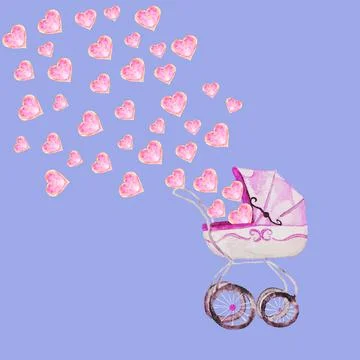 A cradle, a stroller Stock Illustration