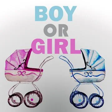 A cradle, a stroller for a newborn boy or girl, blue or pink in color Stock Illustration
