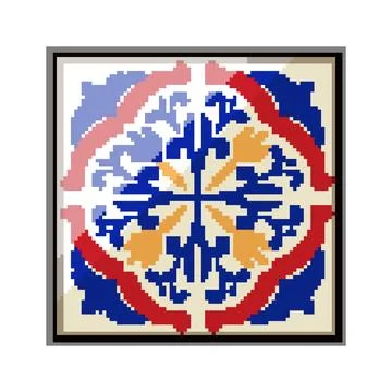 Craft arabic mosaic tile pixel art vector illustration Stock Illustration