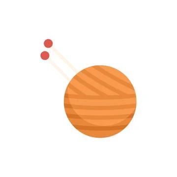 Craft ball icon flat vector. Wool knit Stock Illustration