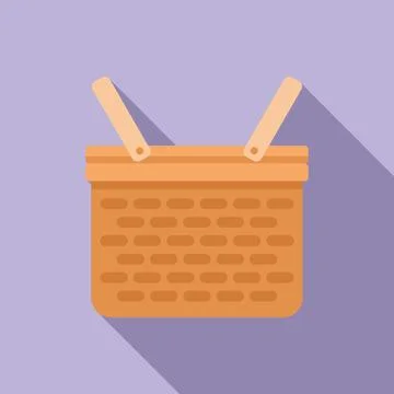 Craft basket icon flat vector. Handle market Stock Illustration