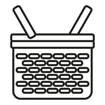 Craft basket icon outline vector. Handle market 스톡 일러스트