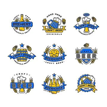 Craft beer bages vector set. Stock Illustration