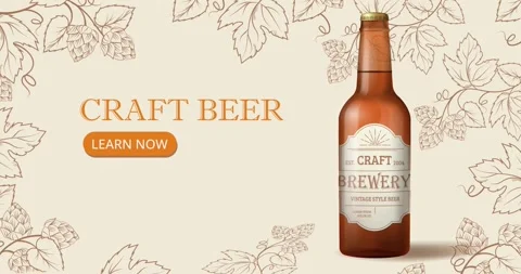 Craft beer concept. Moving banner with bottle of cold beer or alcoholic drink 库存影片 329945899