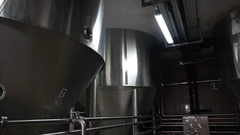Craft beer factory. Pipe with beer Stock Footage 256181573