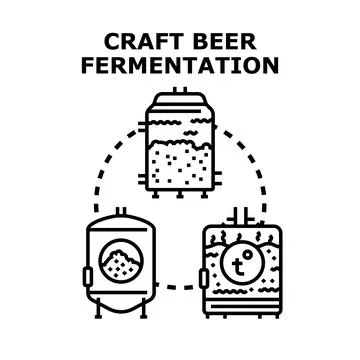 Craft beer fermentation brewing process producing alcohol Illustrazione stock