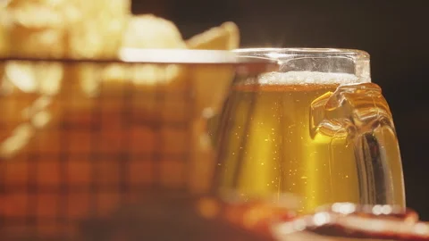Craft beer in the mug. Closeup Stock Footage 240188039