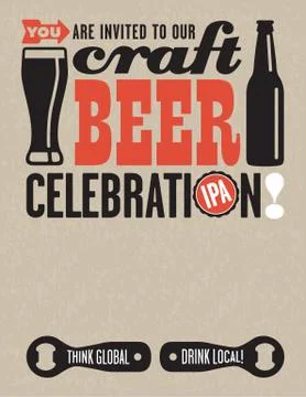 Craft Beer Vector Invitation Template Stock Illustration