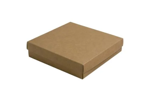 Craft box isolate on a white background. Background with place for text. Deli 스톡 사진